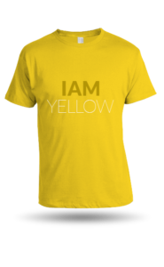 A yellow shirt with the words " iam yellow ".