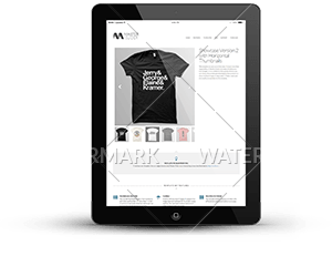 A tablet with an image of a t-shirt on it.