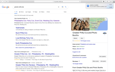 A google search for greater philly djs and party booths.