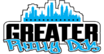 A blue city skyline with the words " big day ".
