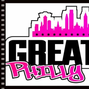 A pink and black logo for the great philly festival.