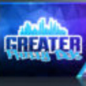 A blue and black logo for greater philly djs.