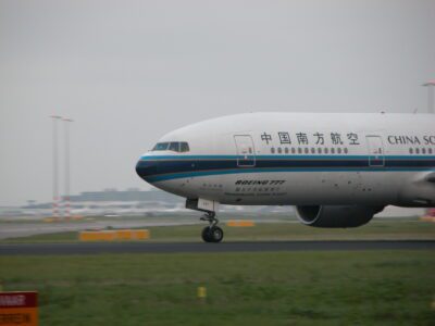 China Southern Airlines Boeing 777 taxiing.
