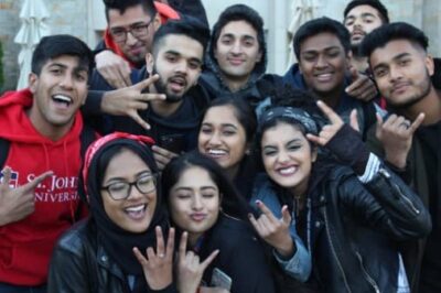 A group of people posing for the camera.