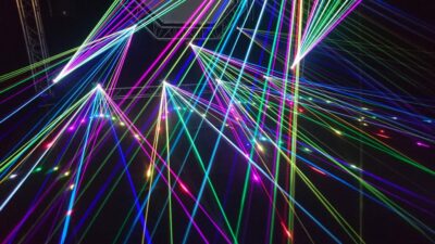 A bunch of lights are in the dark